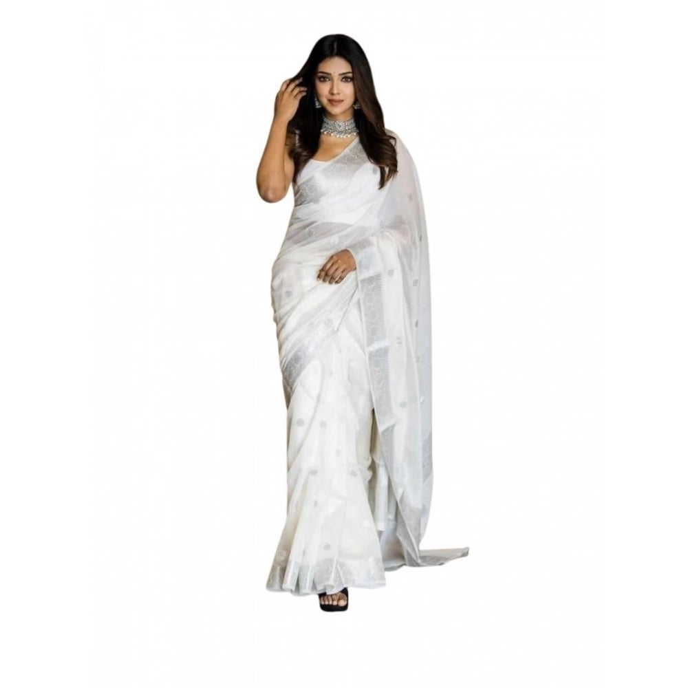 Exquisite Women's Soft Lichi Silk Printed Saree With Blouse Piece
