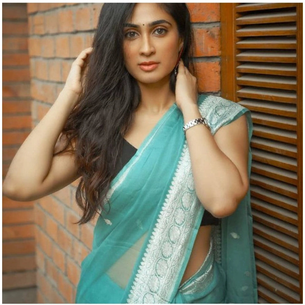 Exquisite Women's Soft Lichi Silk Printed Saree With Blouse Piece