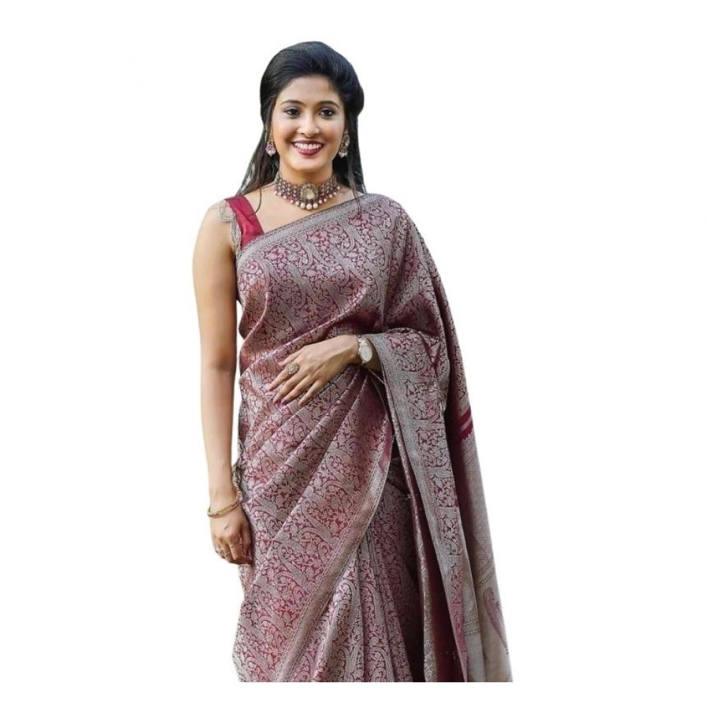 Appealing Women's Soft Lichi Silk Printed Saree With Blouse Piece