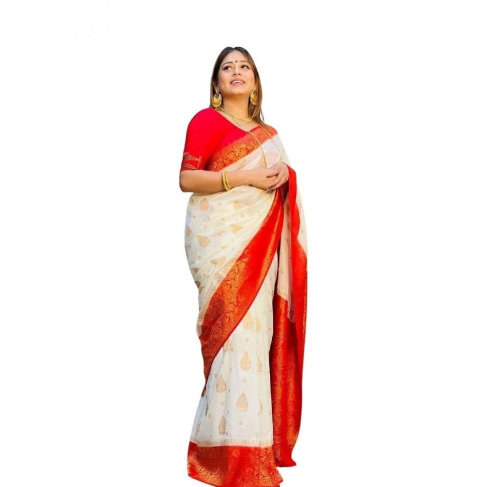 Sassy Women's Soft Lichi Silk Printed Saree With Blouse Piece