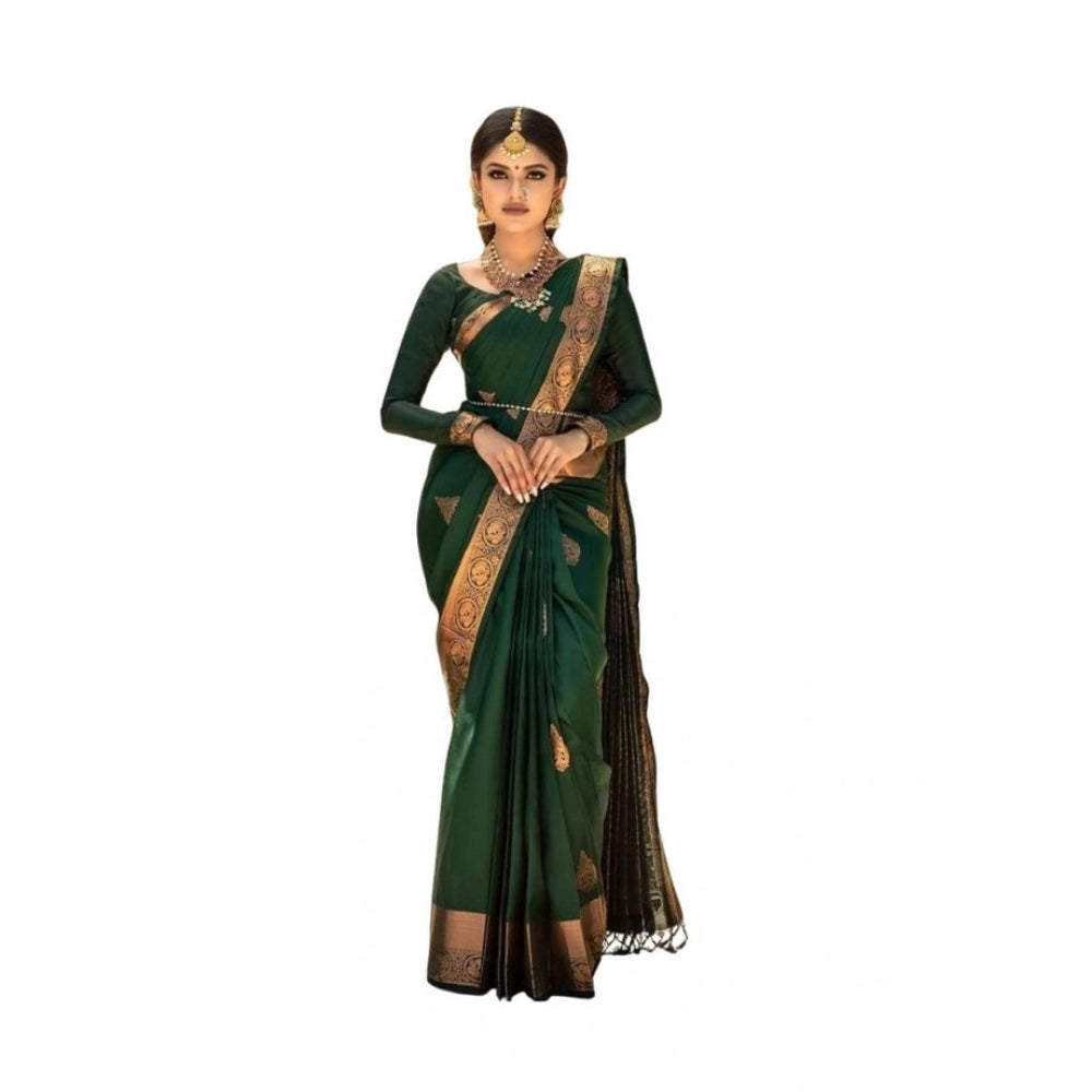 Exquisite Women's Soft Lichi Silk Printed Saree With Blouse Piece