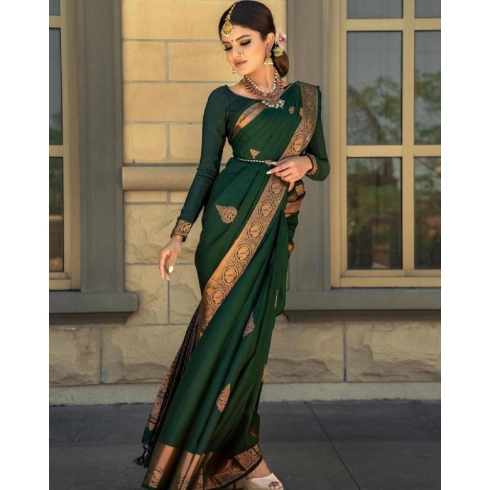 Exquisite Women's Soft Lichi Silk Printed Saree With Blouse Piece