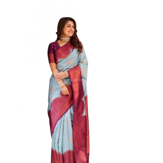 Exquisite Women's Soft Lichi Silk Printed Saree With Blouse Piece