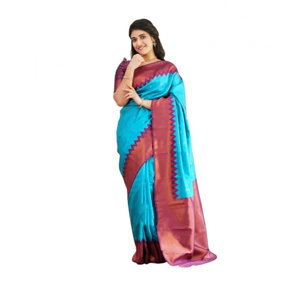 Exquisite Women's Soft Lichi Silk Printed Saree With Blouse Piece