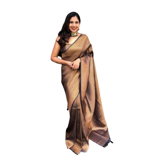 Groovy Women's Soft Lichi Silk Printed Saree With Blouse Piece