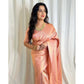 Groovy Women's Soft Lichi Silk Printed Saree With Blouse Piece