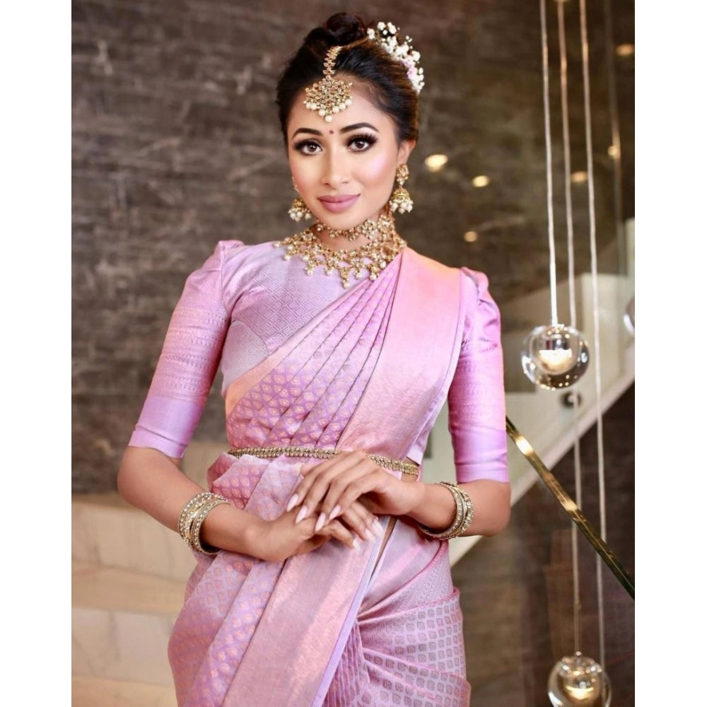 Groovy Women's Soft Lichi Silk Printed Saree With Blouse Piece