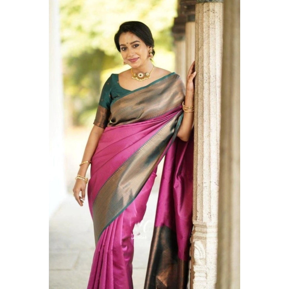 Modish Women's Soft Lichi Silk Printed Saree With Blouse Piece
