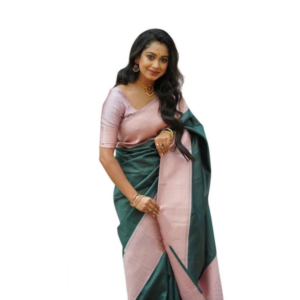 Modish Women's Soft Lichi Silk Printed Saree With Blouse Piece