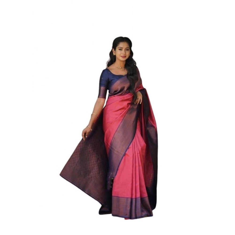 Modish Women's Soft Lichi Silk Printed Saree With Blouse Piece