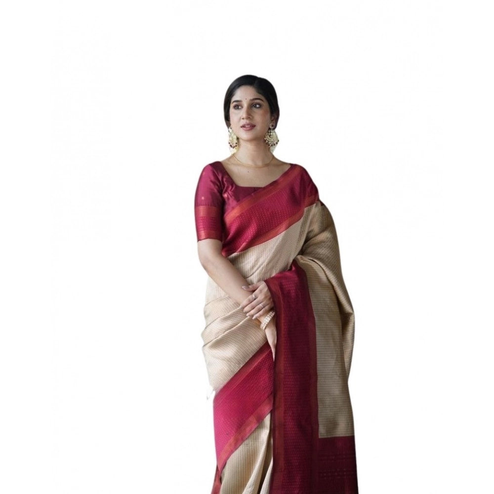 Groovy Women's Soft Lichi Silk Printed Saree With Blouse Piece