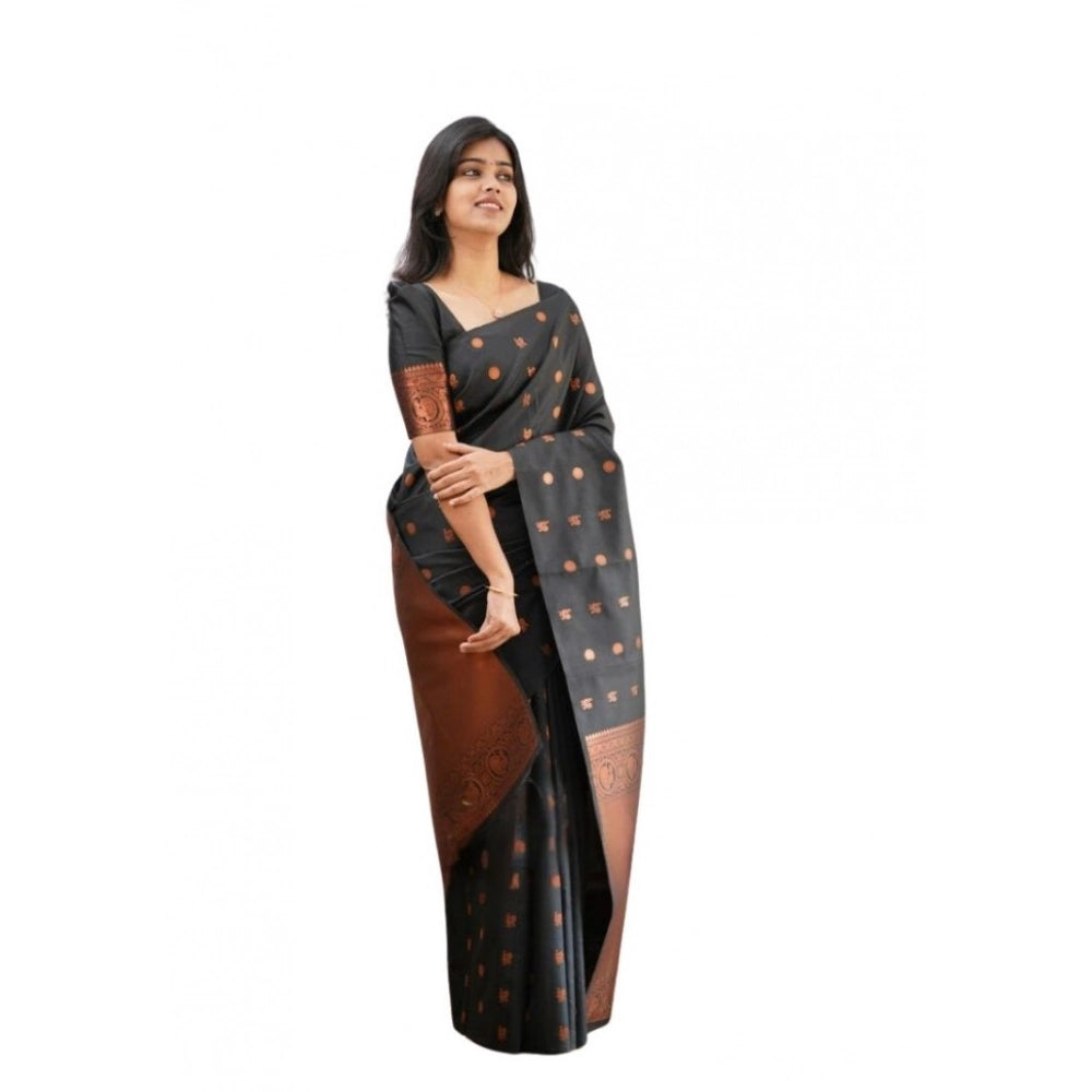 Appealing Women's Soft Lichi Silk Printed Saree With Blouse Piece