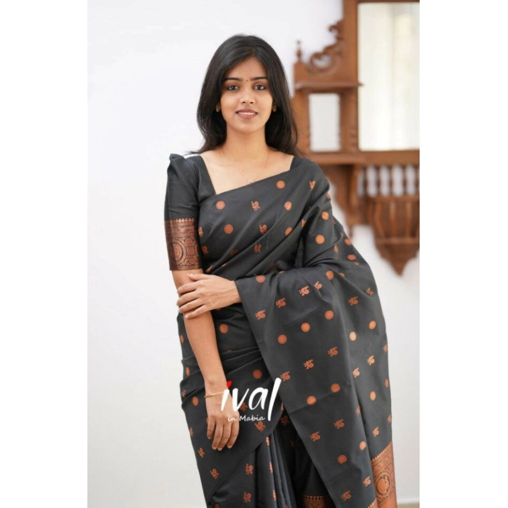 Appealing Women's Soft Lichi Silk Printed Saree With Blouse Piece
