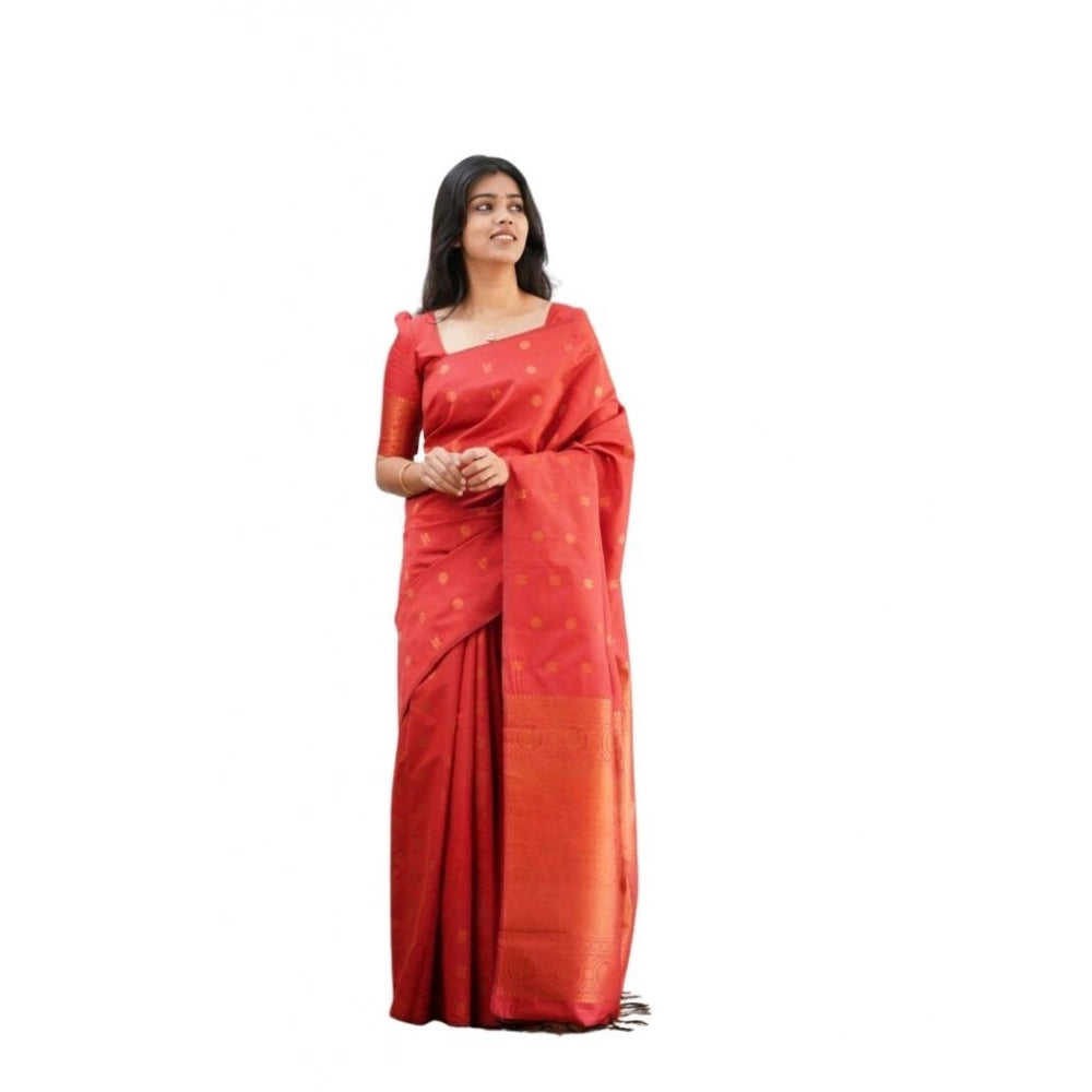 Appealing Women's Soft Lichi Silk Printed Saree With Blouse Piece
