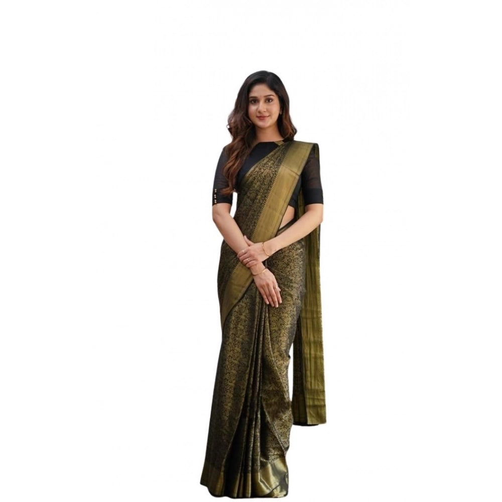 Appealing Women's Soft Lichi Silk Printed Saree With Blouse Piece
