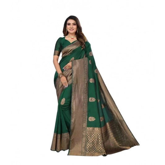 Groovy Women's Soft Lichi Silk Printed Saree With Blouse Piece