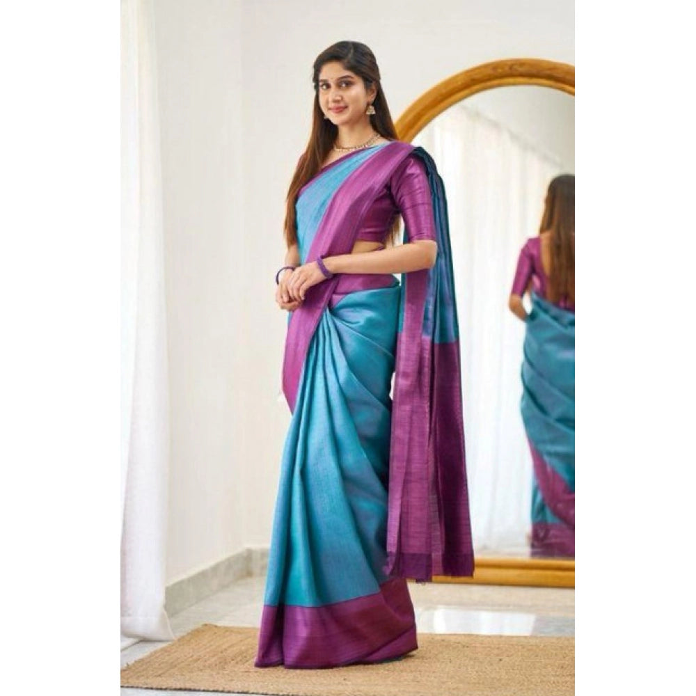 Snazzy Women's Soft Lichi Silk Printed Saree With Blouse Piece