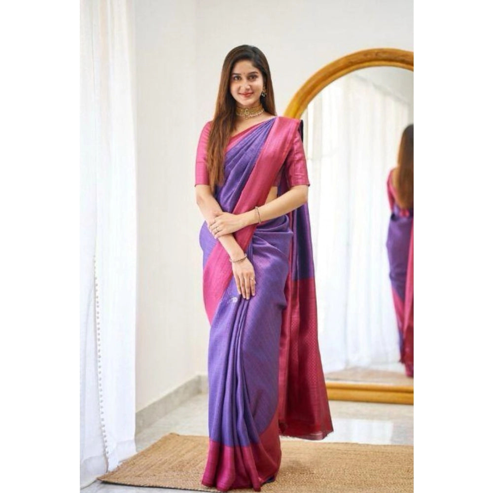 Snazzy Women's Soft Lichi Silk Printed Saree With Blouse Piece