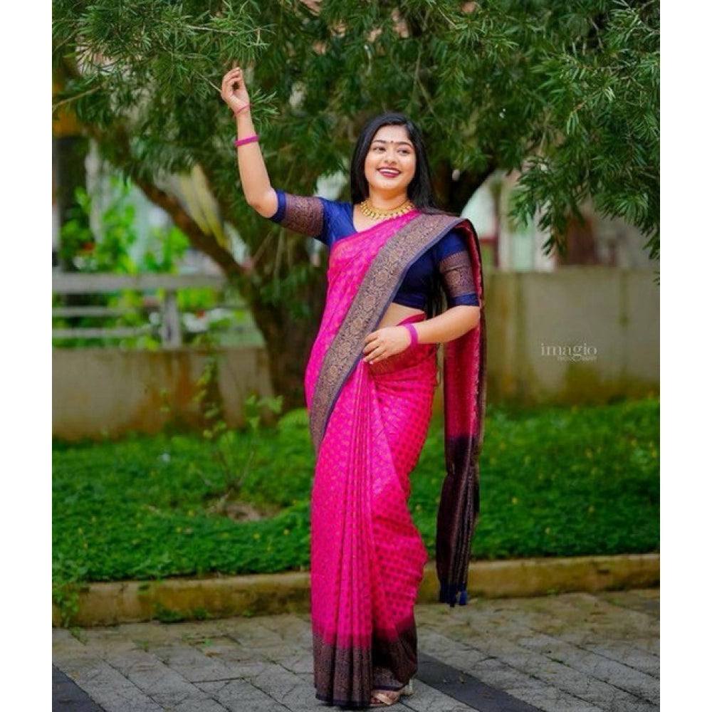 Sassy Women's Soft Lichi Silk Printed Saree With Blouse Piece