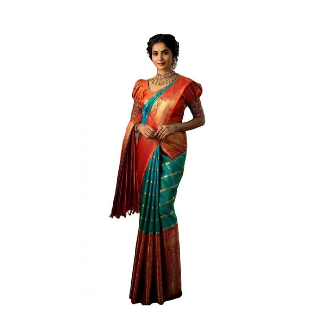 Sassy Women's Soft Lichi Silk Printed Saree With Blouse Piece