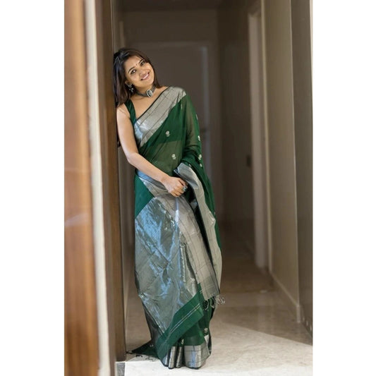Snazzy Women's Soft Lichi Silk Printed Saree With Blouse Piece