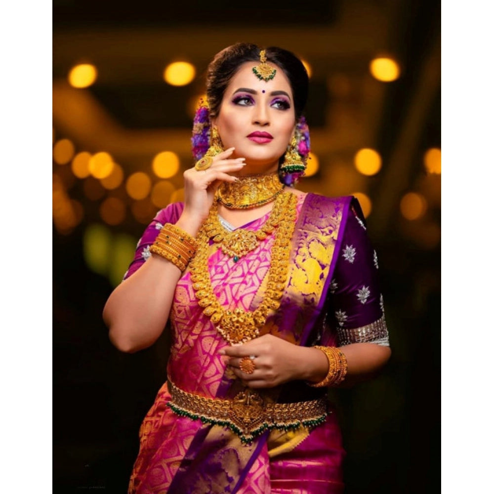 Snazzy Women's Soft Lichi Silk Printed Saree With Blouse Piece