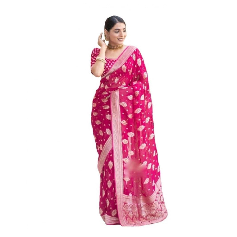 Snazzy Women's Soft Lichi Silk Printed Saree With Blouse Piece