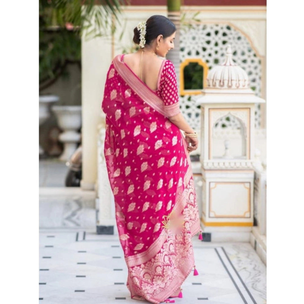 Snazzy Women's Soft Lichi Silk Printed Saree With Blouse Piece