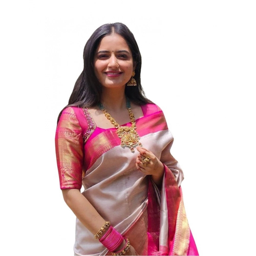 Sassy Women's Soft Lichi Silk Printed Saree With Blouse Piece