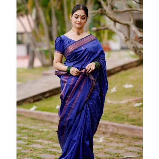 Luxurious Women's Soft Lichi Silk Printed Saree With Blouse Piece
