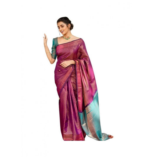 Luxurious Women's Soft Lichi Silk Printed Saree With Blouse Piece