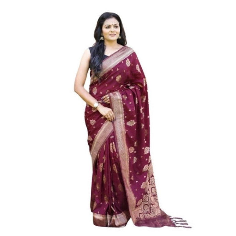 Retro Women's Soft Lichi Silk Printed Saree With Blouse Piece