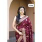 Retro Women's Soft Lichi Silk Printed Saree With Blouse Piece