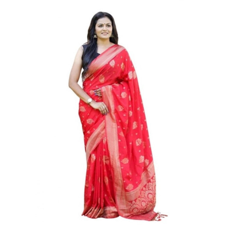 Retro Women's Soft Lichi Silk Printed Saree With Blouse Piece