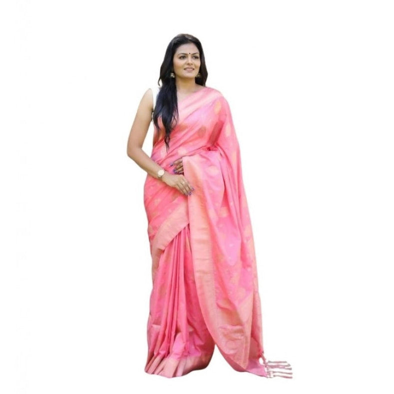Retro Women's Soft Lichi Silk Printed Saree With Blouse Piece