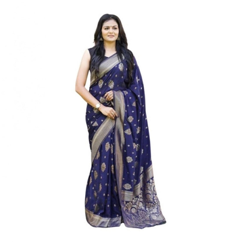 Retro Women's Soft Lichi Silk Printed Saree With Blouse Piece