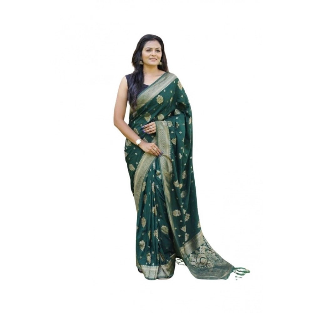 Retro Women's Soft Lichi Silk Printed Saree With Blouse Piece