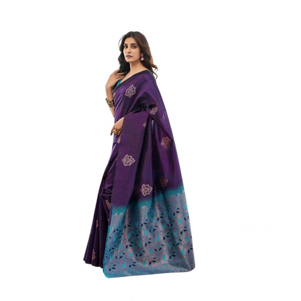 Luxurious Women's Soft Lichi Silk Printed Saree With Blouse Piece