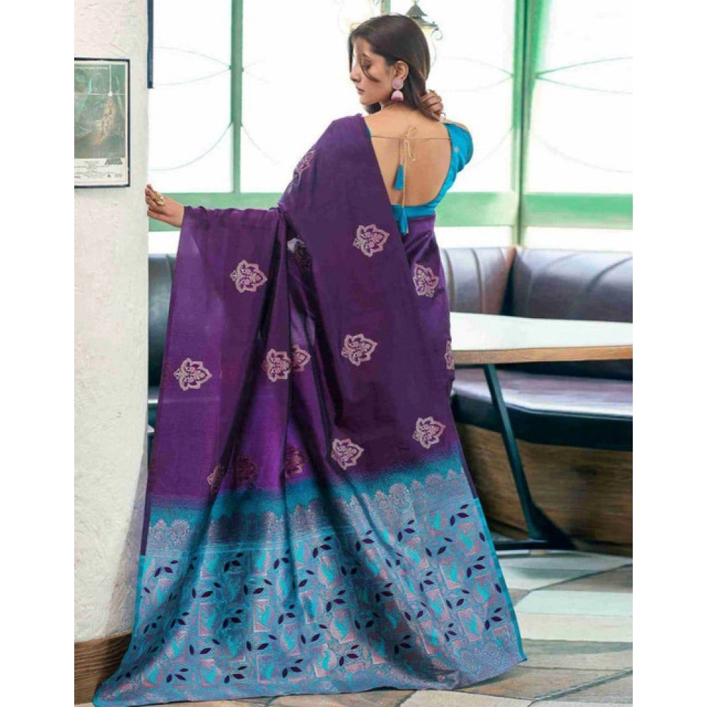 Luxurious Women's Soft Lichi Silk Printed Saree With Blouse Piece