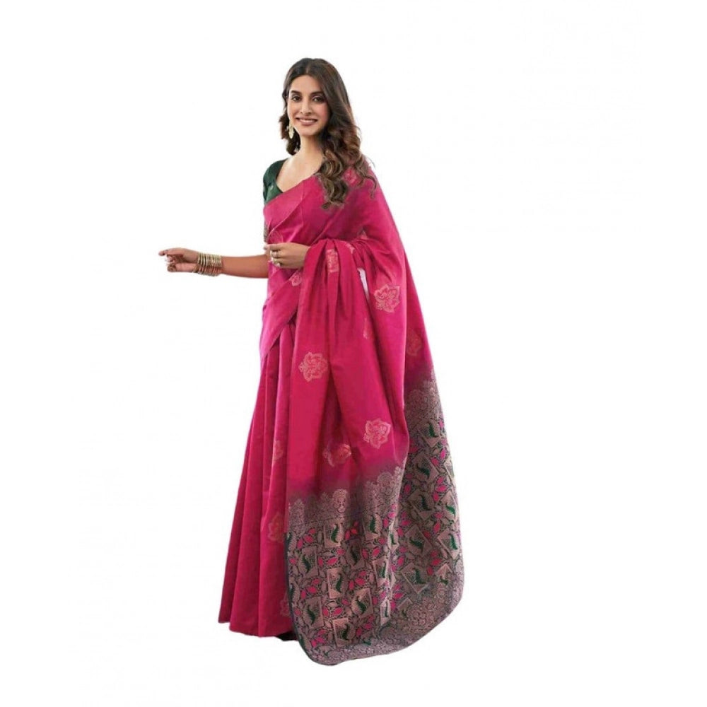 Luxurious Women's Soft Lichi Silk Printed Saree With Blouse Piece