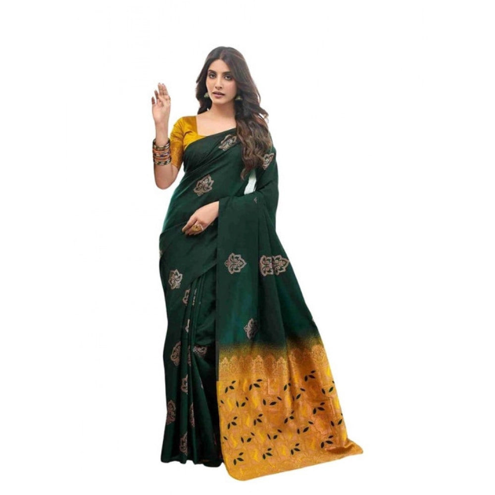 Luxurious Women's Soft Lichi Silk Printed Saree With Blouse Piece