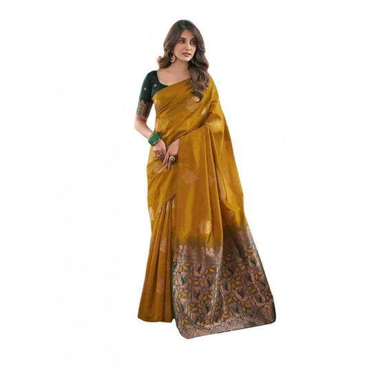 Luxurious Women's Soft Lichi Silk Printed Saree With Blouse Piece