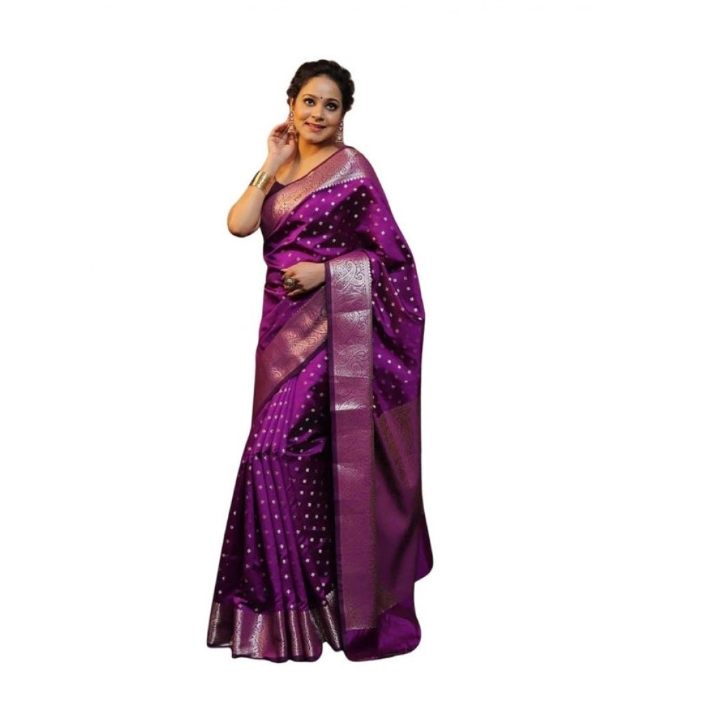 Luxurious Women's Soft Lichi Silk Printed Saree With Blouse Piece