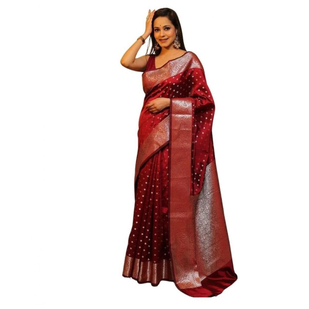 Luxurious Women's Soft Lichi Silk Printed Saree With Blouse Piece