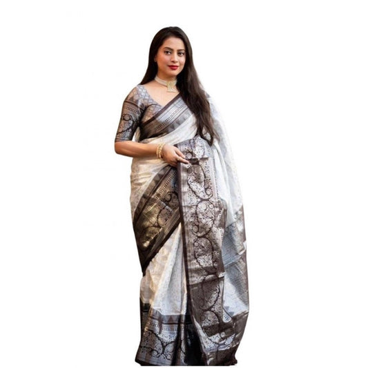 Jaunty Women's Soft Lichi Silk Printed Saree With Blouse Piece