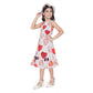 Fashionista Girl's Popcorn Printed Sleeve Less Round Neck Dress