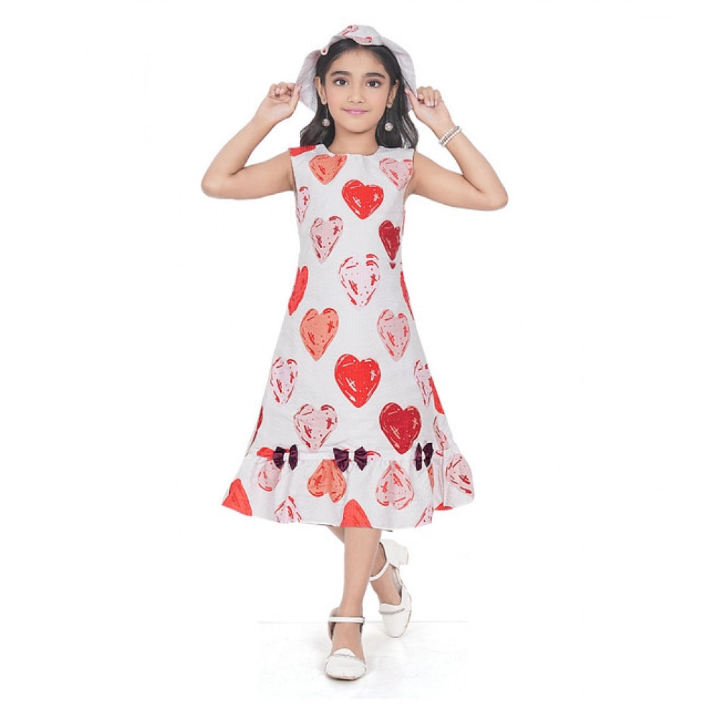 Fashionista Girl's Popcorn Printed Sleeve Less Round Neck Dress