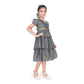 Fashionista Girl's Artificial Silk Striped Short Sleeve V Neck Dress