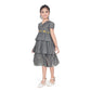 Fashionista Girl's Artificial Silk Striped Short Sleeve V Neck Dress