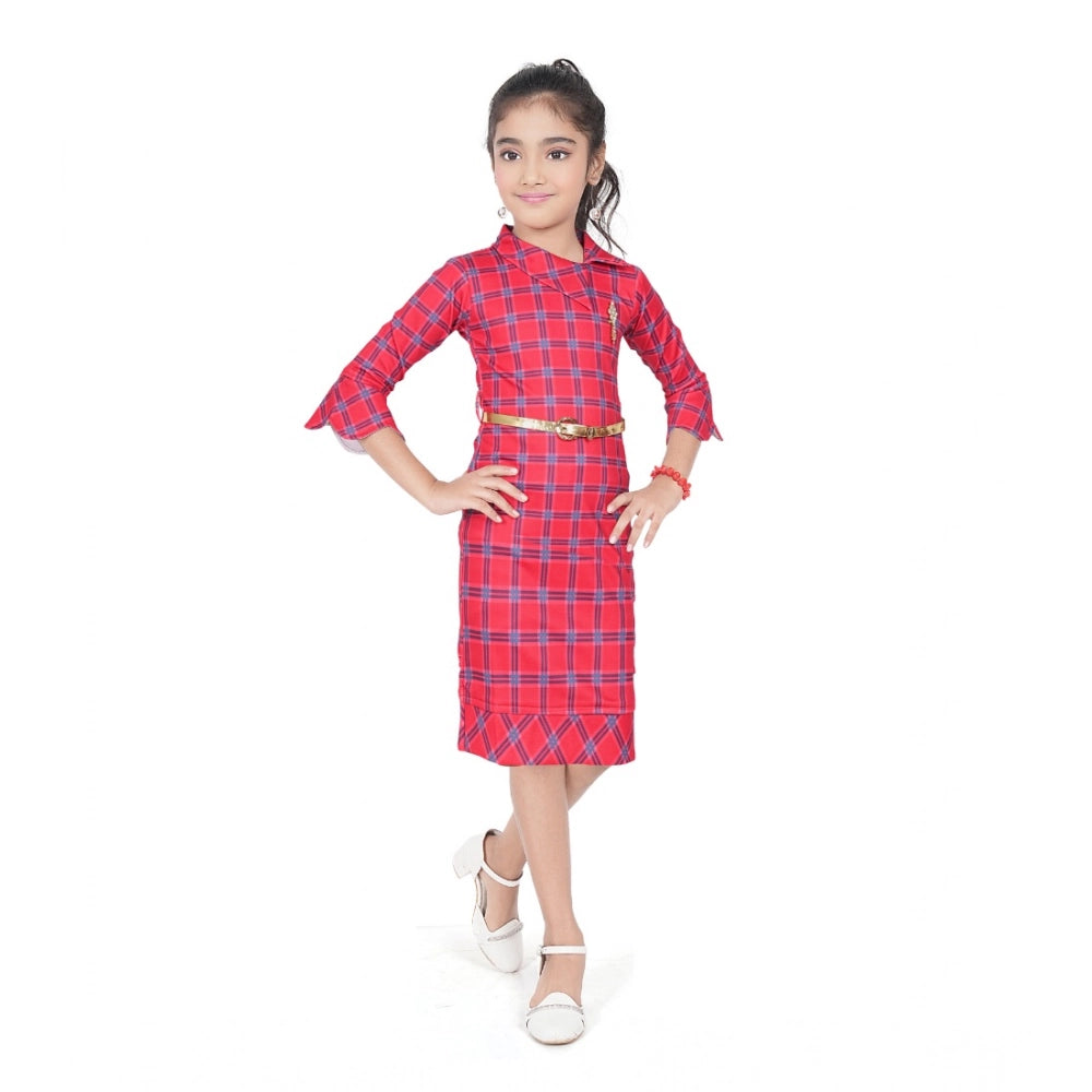 Classic Girl's Knitted Printed Close Neck Dress